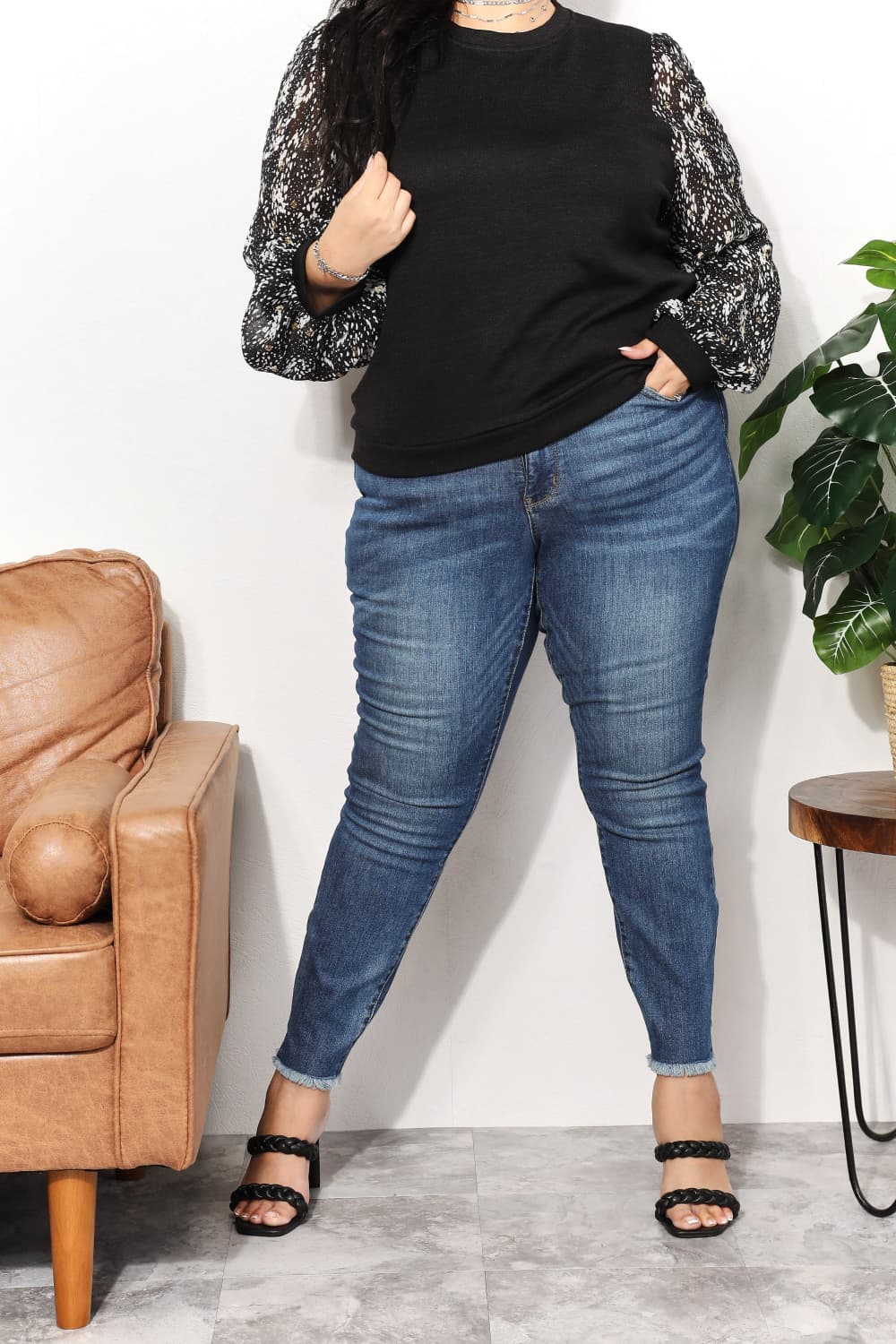 Artful Fusion: Knit Top with Foil-Printed Sleeves