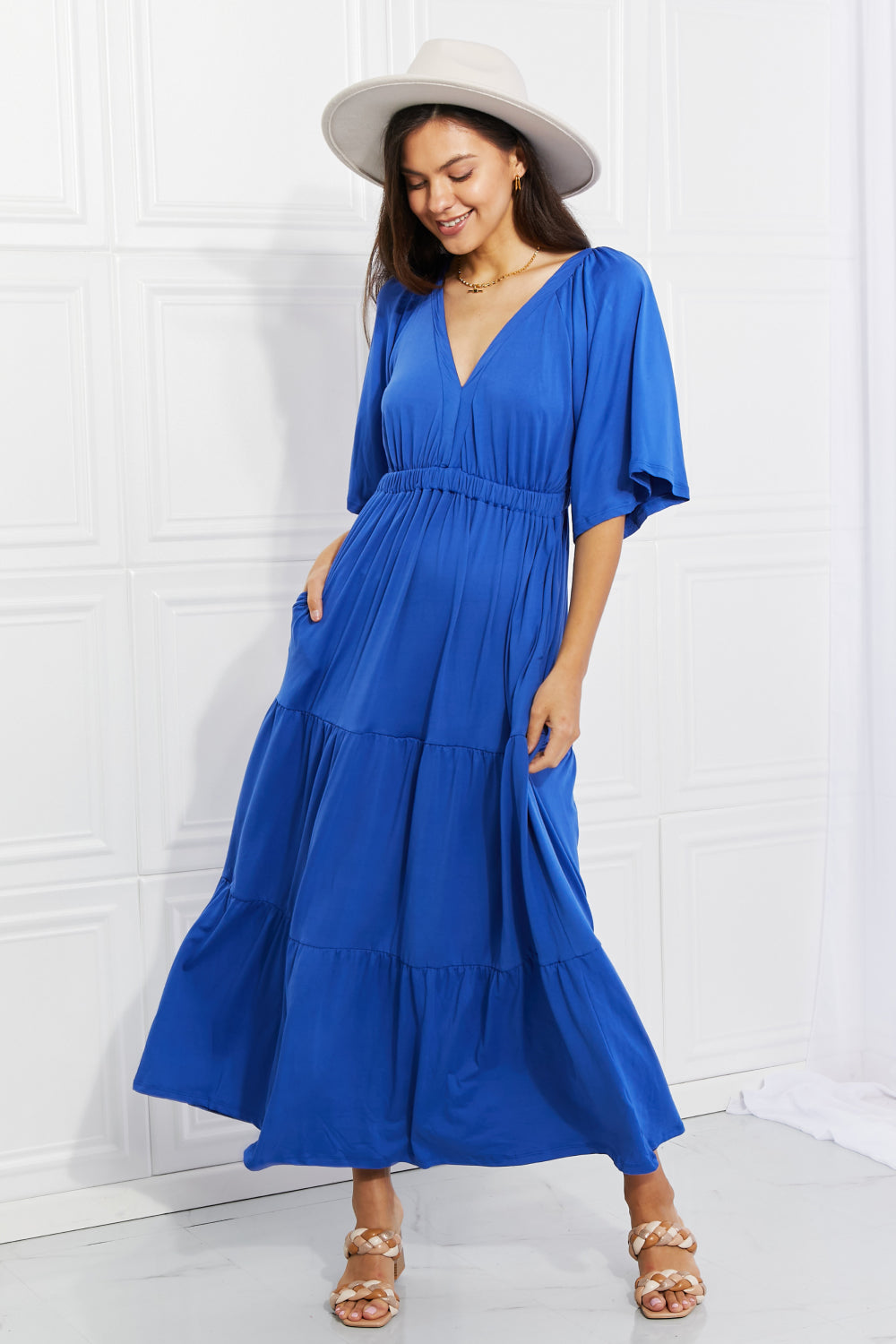 Electric Blue Backless Maxi Dress