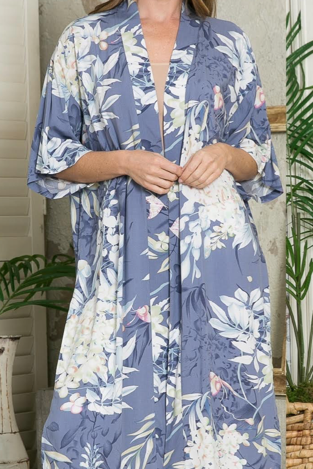 Stylish Botanical Print Split Cover Up