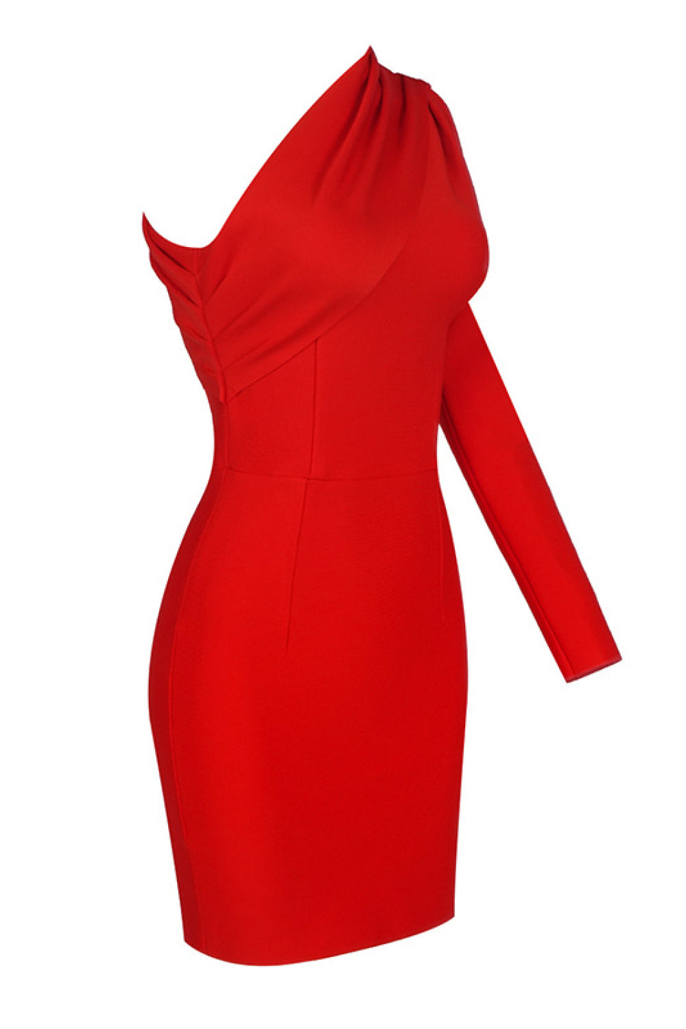 Asymmetrical Neck One-Shoulder Bodycon Dress - WESTHUNDRED