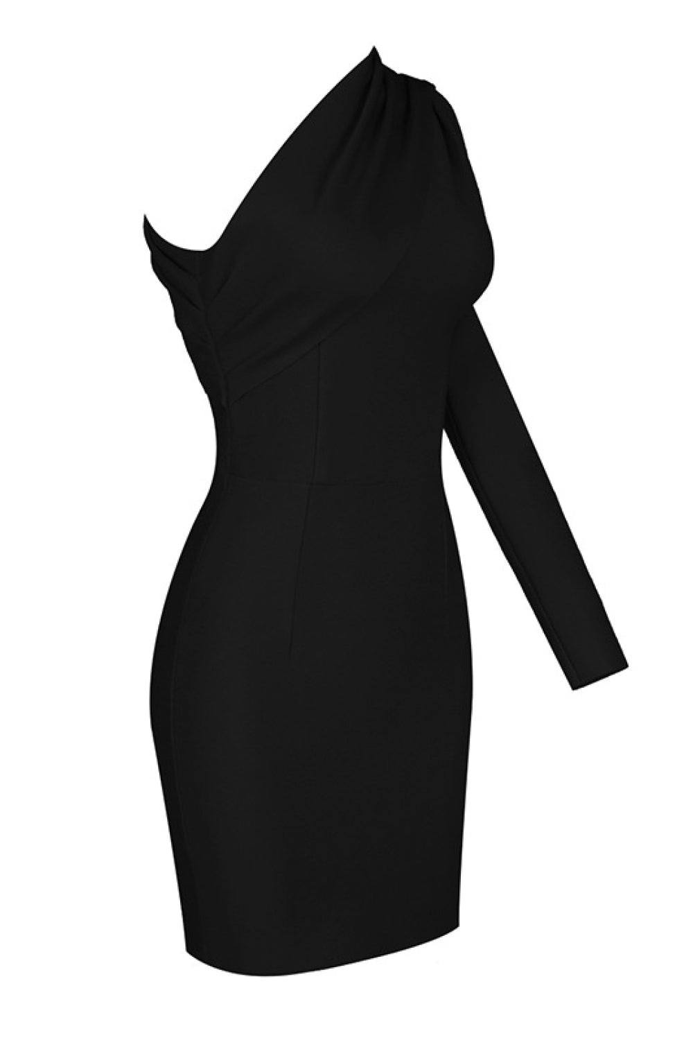 Asymmetrical Neck One-Shoulder Bodycon Dress - WESTHUNDRED