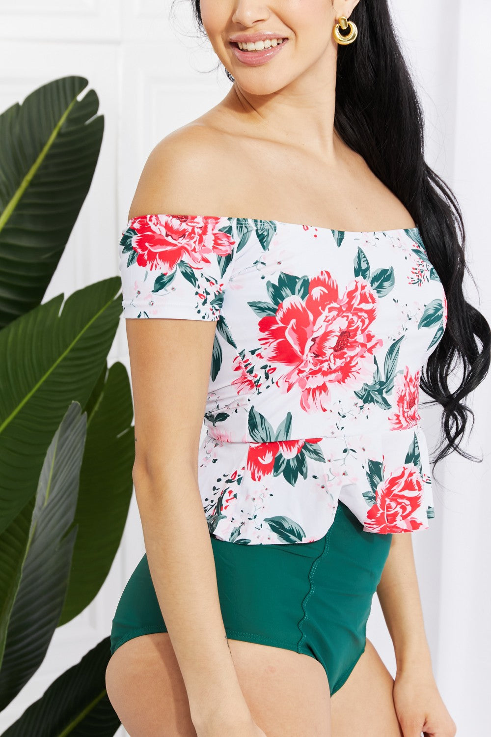 Romantic Off-Shoulder Swim Tankini Set