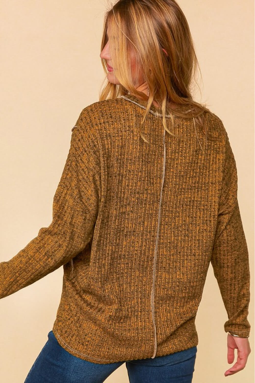 Butterscotch Long Sleeve Ribbed Top