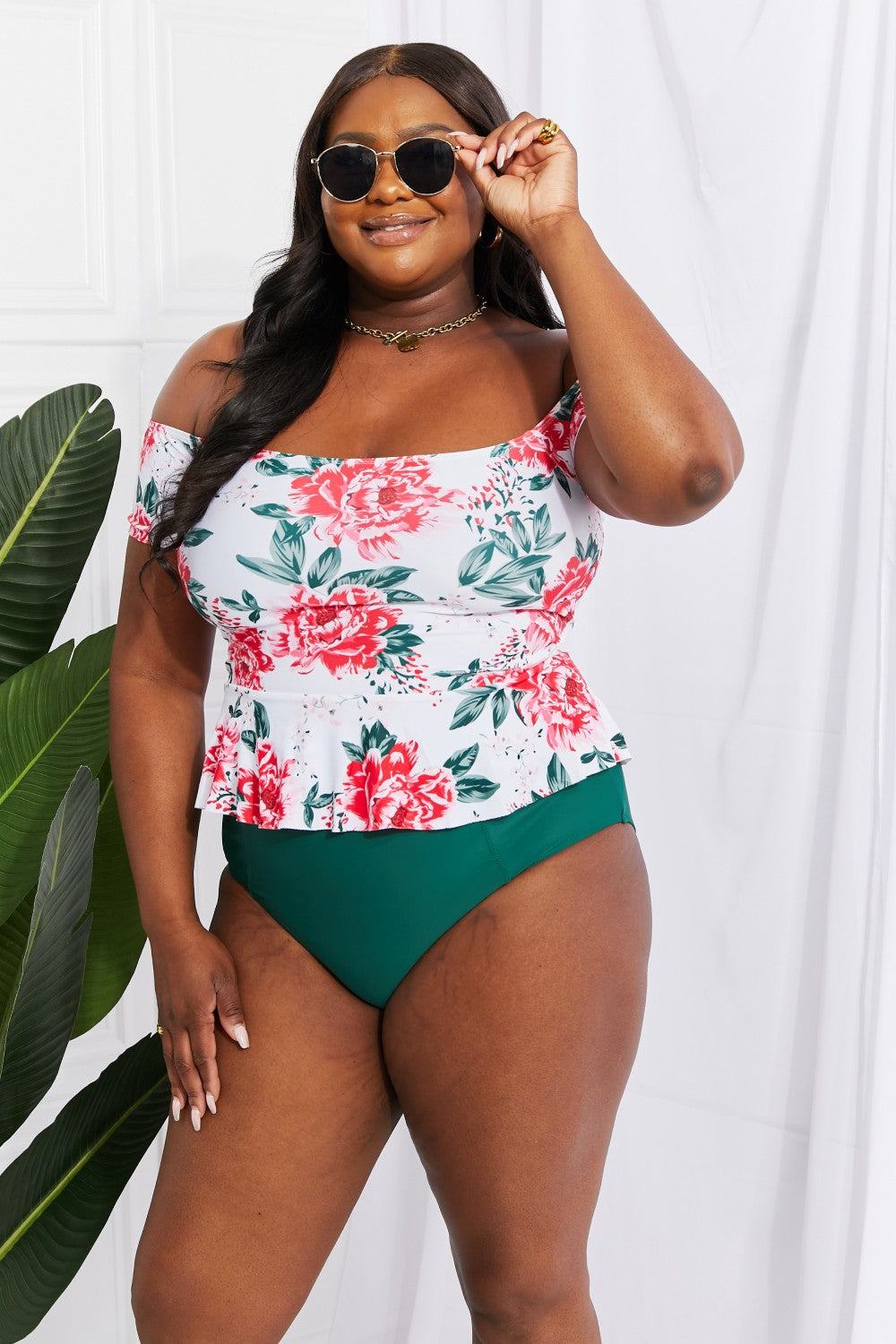 Romantic Off-Shoulder Swim Tankini Set