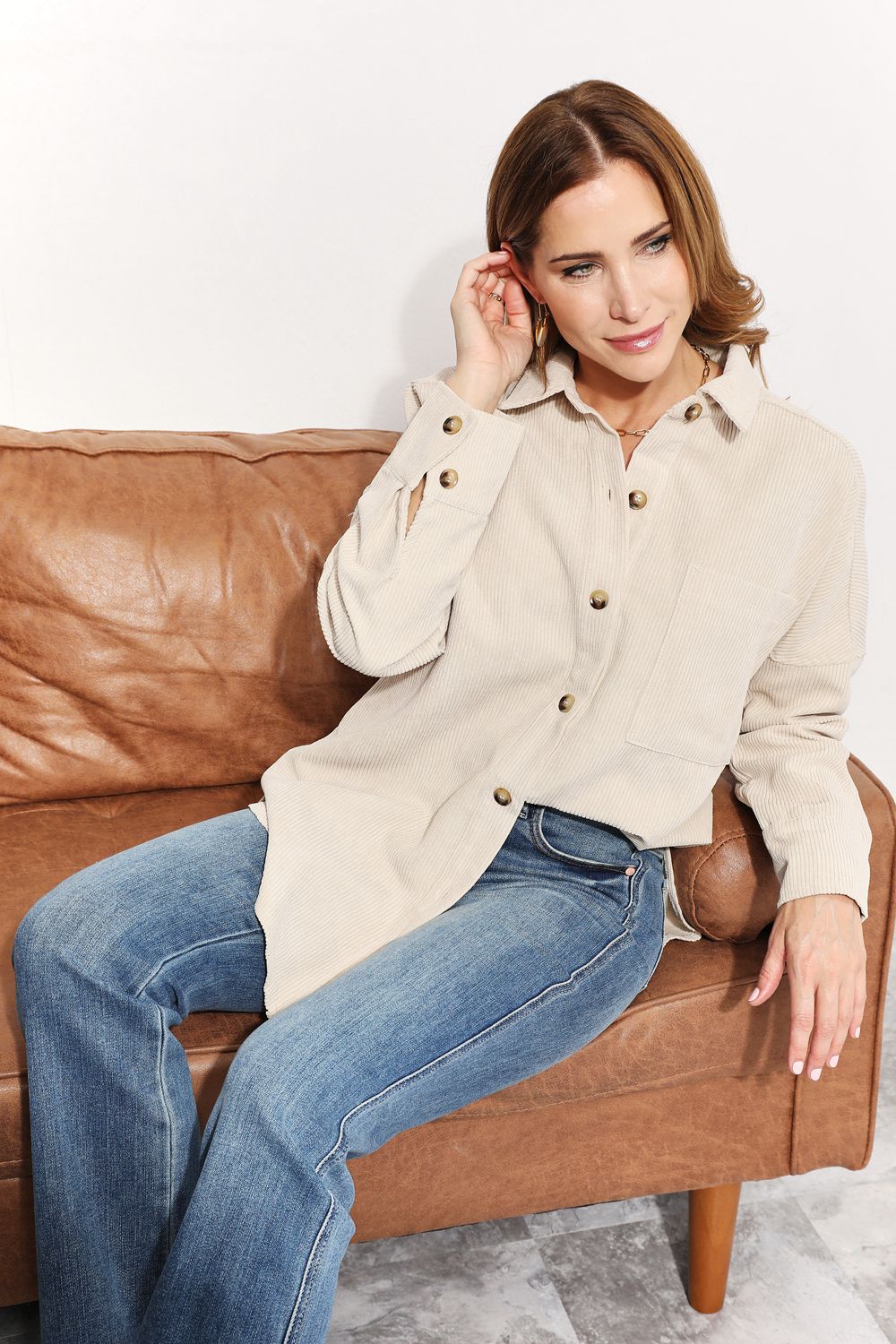 Chic Comfort: Oversized Tunic with Bust Pocket