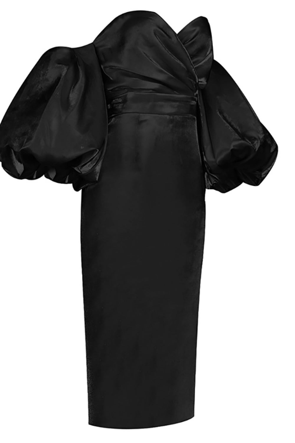 Ruched Bust Puff Sleeve Dress - WESTHUNDRED