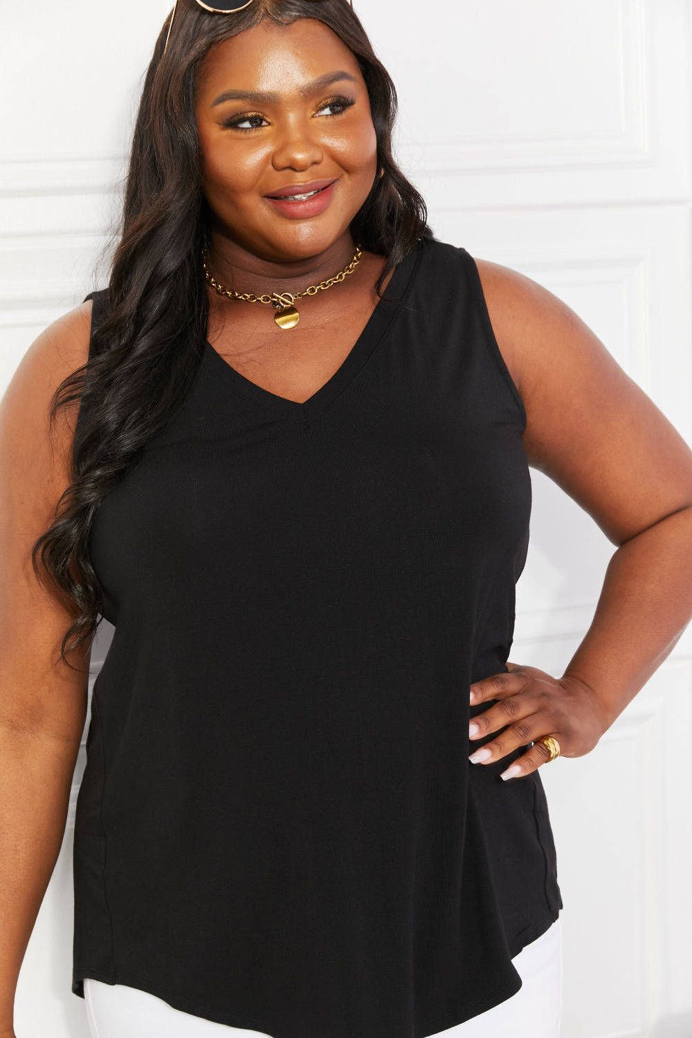 Black High-Low V-Neck Tank