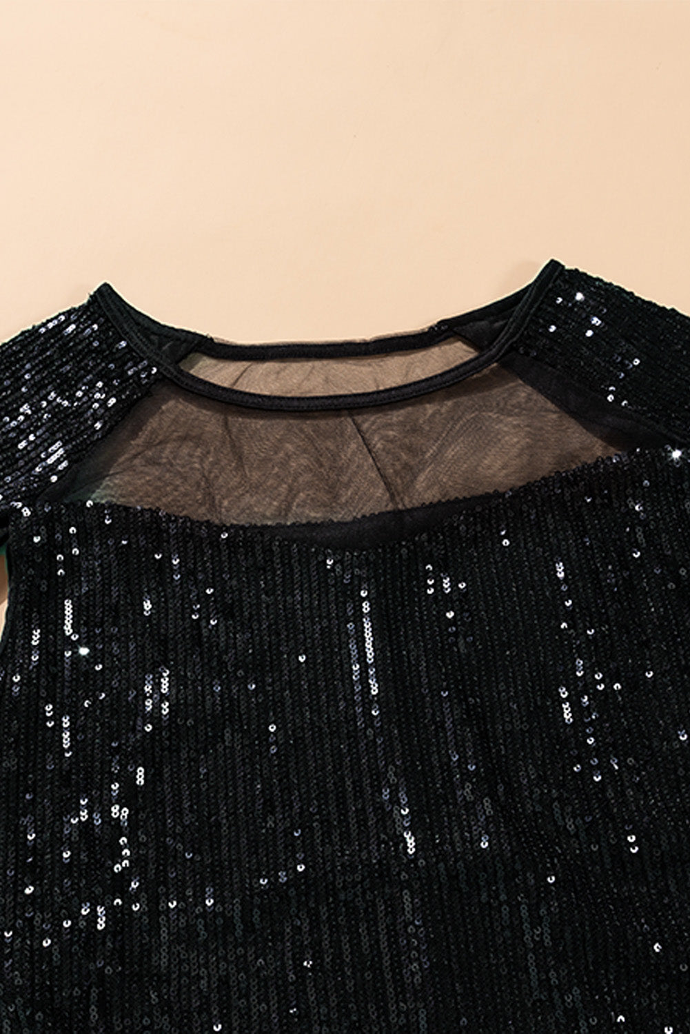 Mesh Panel Tassel Sequins Bodycon Dress - WESTHUNDRED