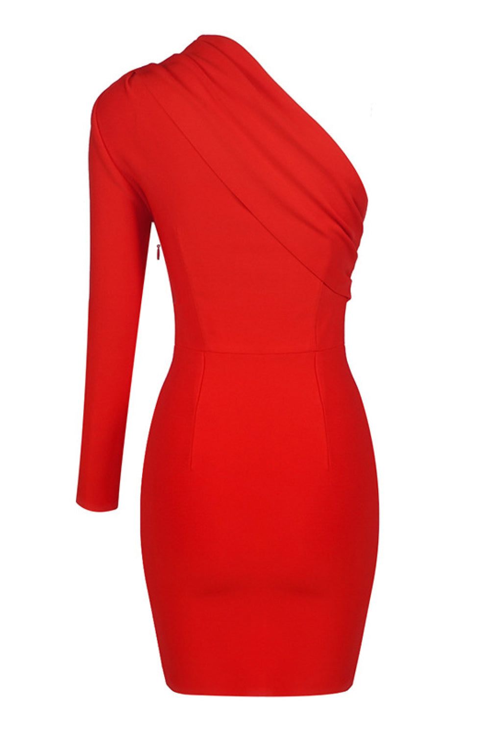 Asymmetrical Neck One-Shoulder Bodycon Dress - WESTHUNDRED