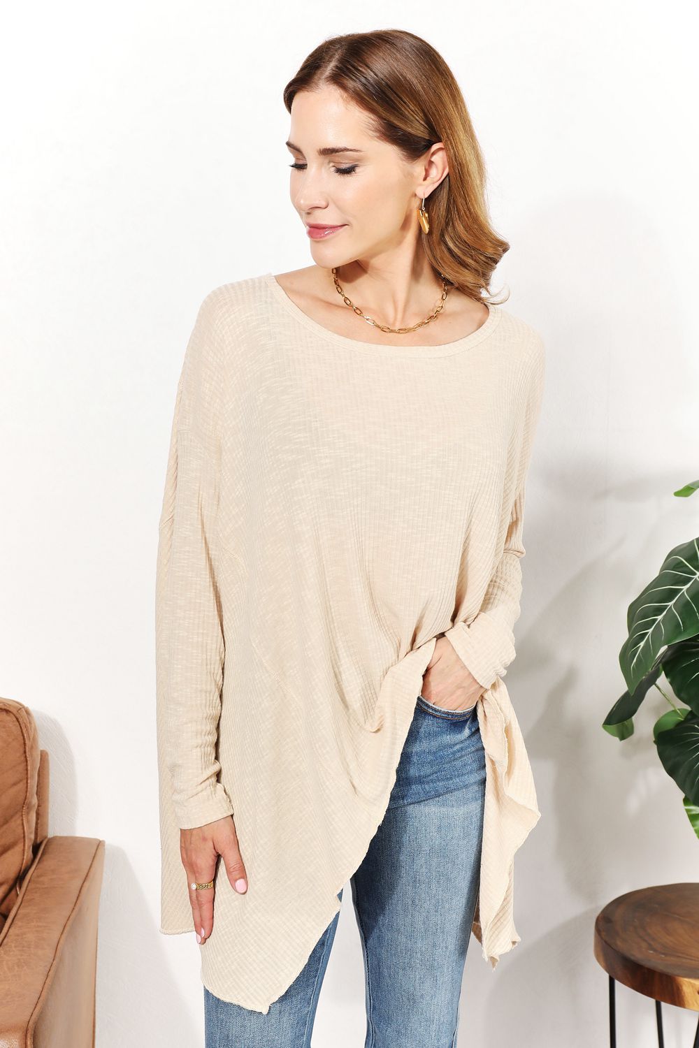 Luxurious Ribbed Top with Modern Flair