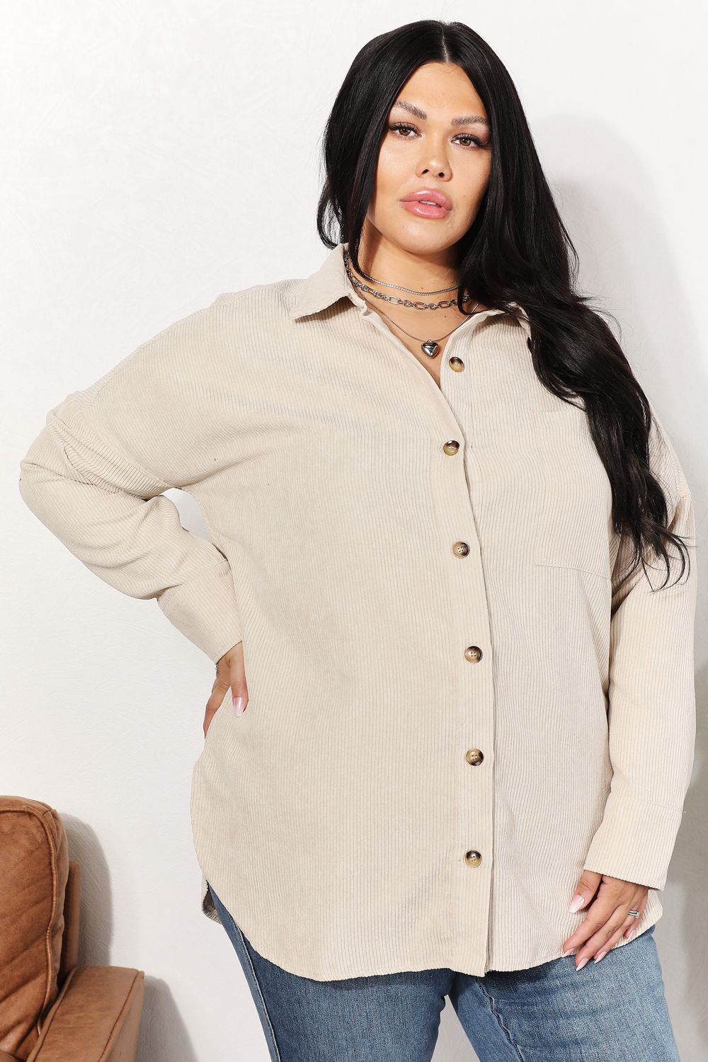 Chic Comfort: Oversized Tunic with Bust Pocket