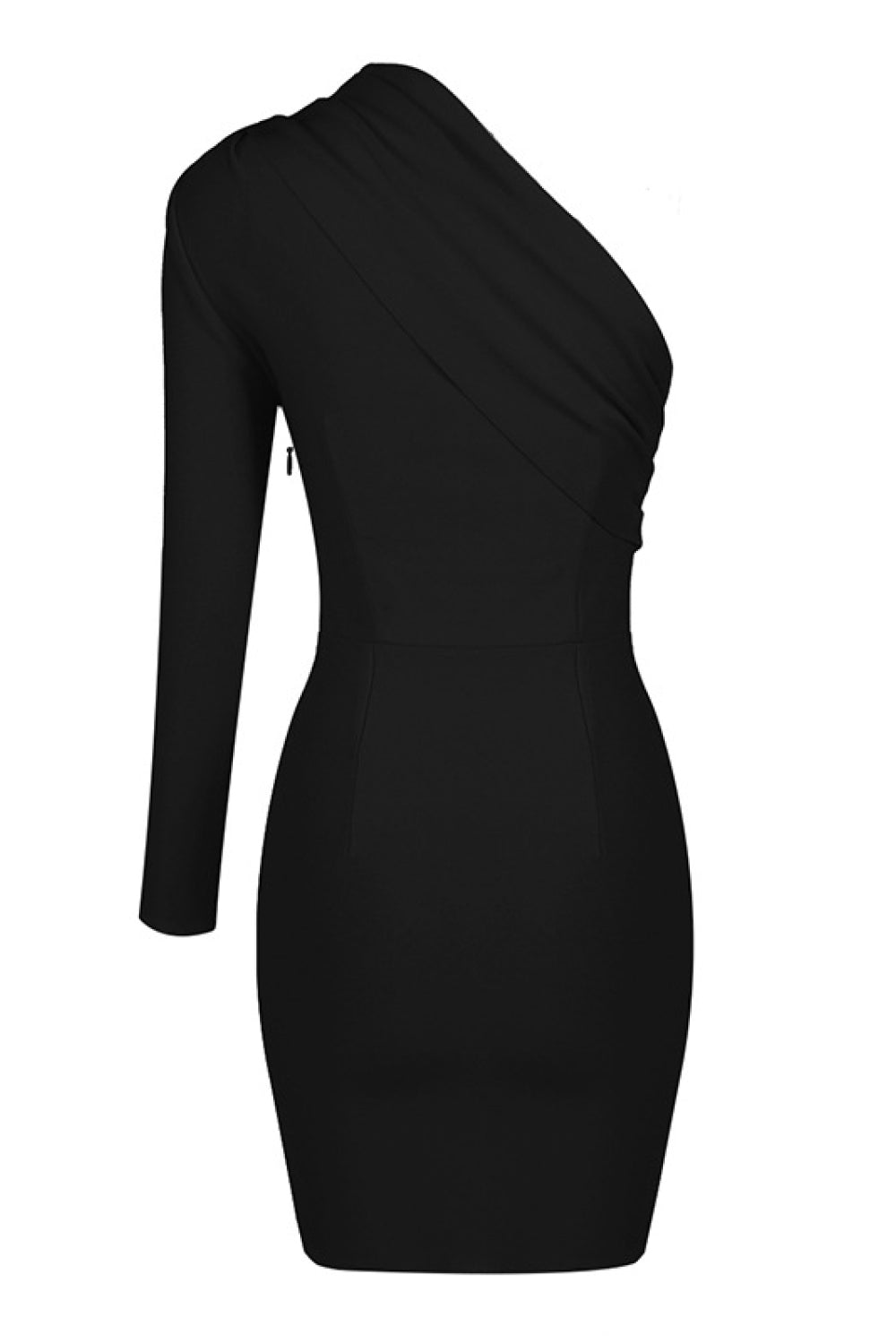 Asymmetrical Neck One-Shoulder Bodycon Dress - WESTHUNDRED