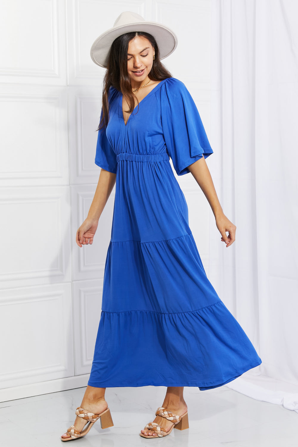 Electric Blue Backless Maxi Dress