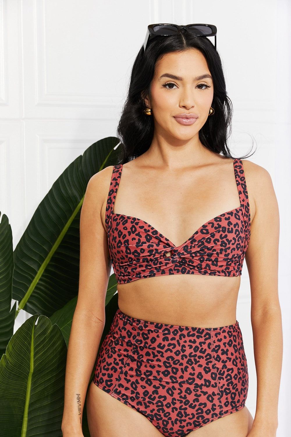 Wild and Chic: Ochre Leopard Twist High-Rise Bikini
