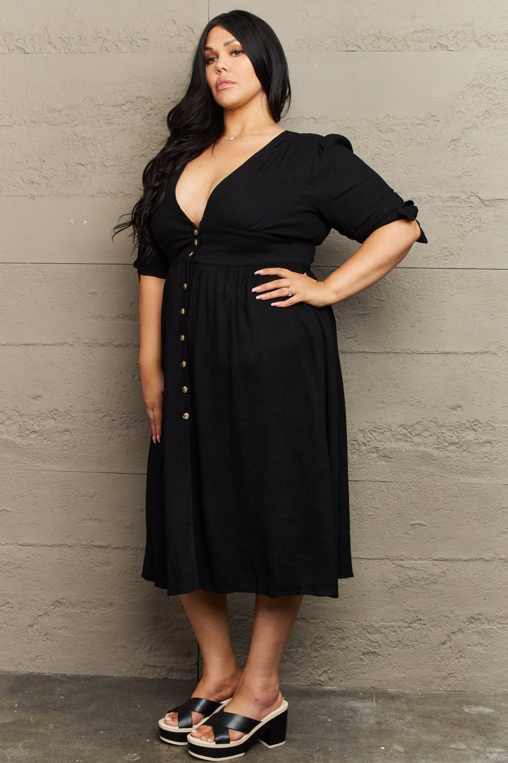 Elegant Linen Midi Dress for Effortless Style