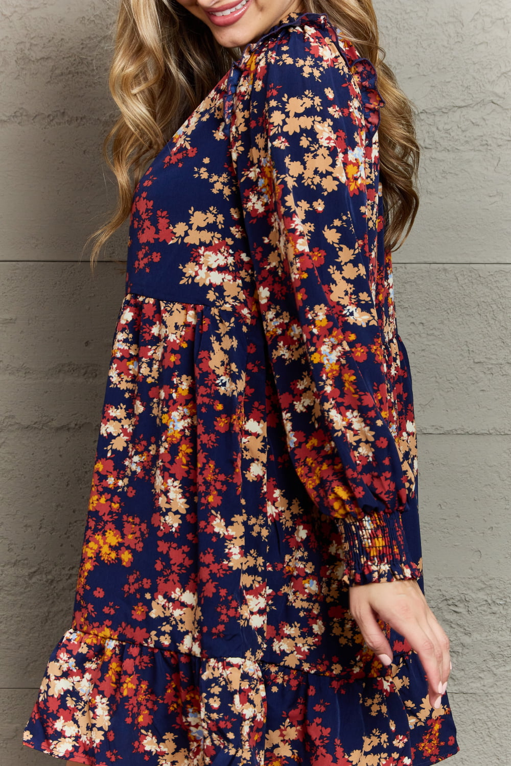 Floral Dress for Any Occasion with Smocked Sleeve Band