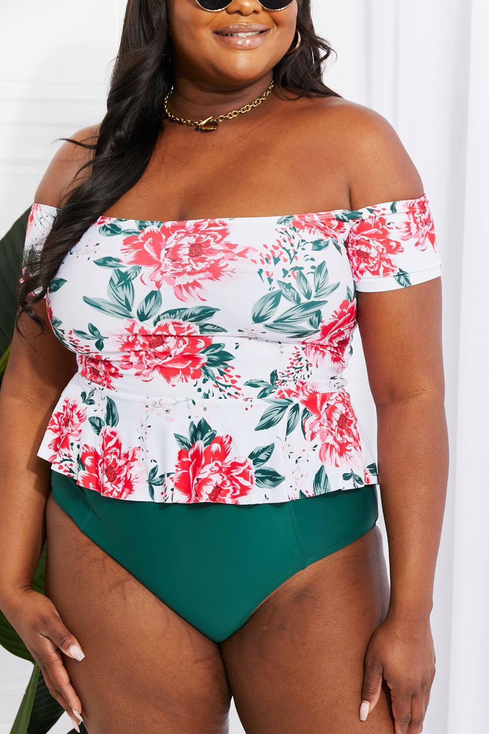 Romantic Off-Shoulder Swim Tankini Set
