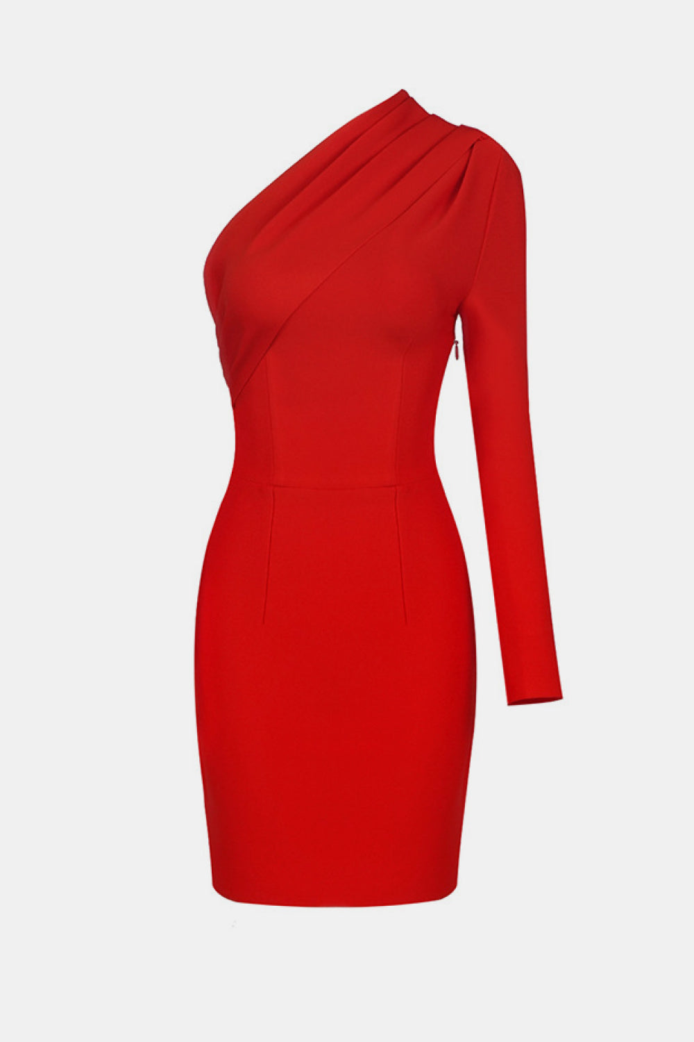 Asymmetrical Neck One-Shoulder Bodycon Dress - WESTHUNDRED