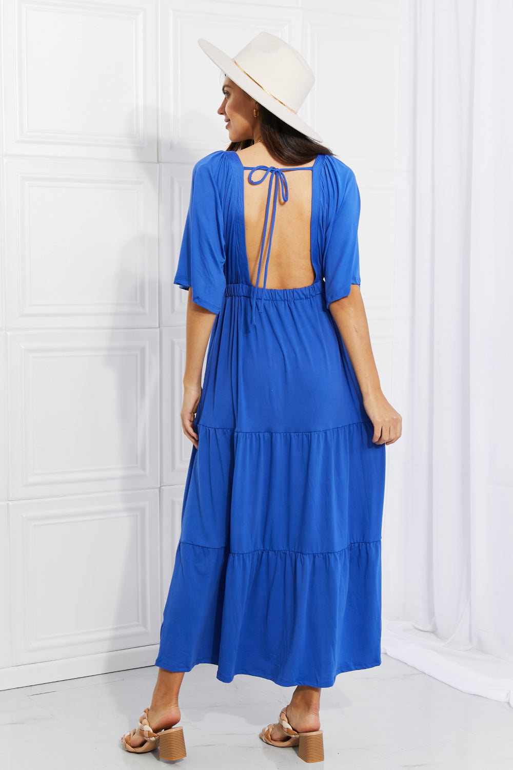 Electric Blue Backless Maxi Dress