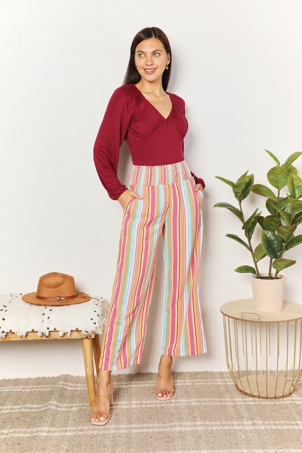 Sophisticated Romance: V-neck Bodysuit with Dramatic Poet Sleeves