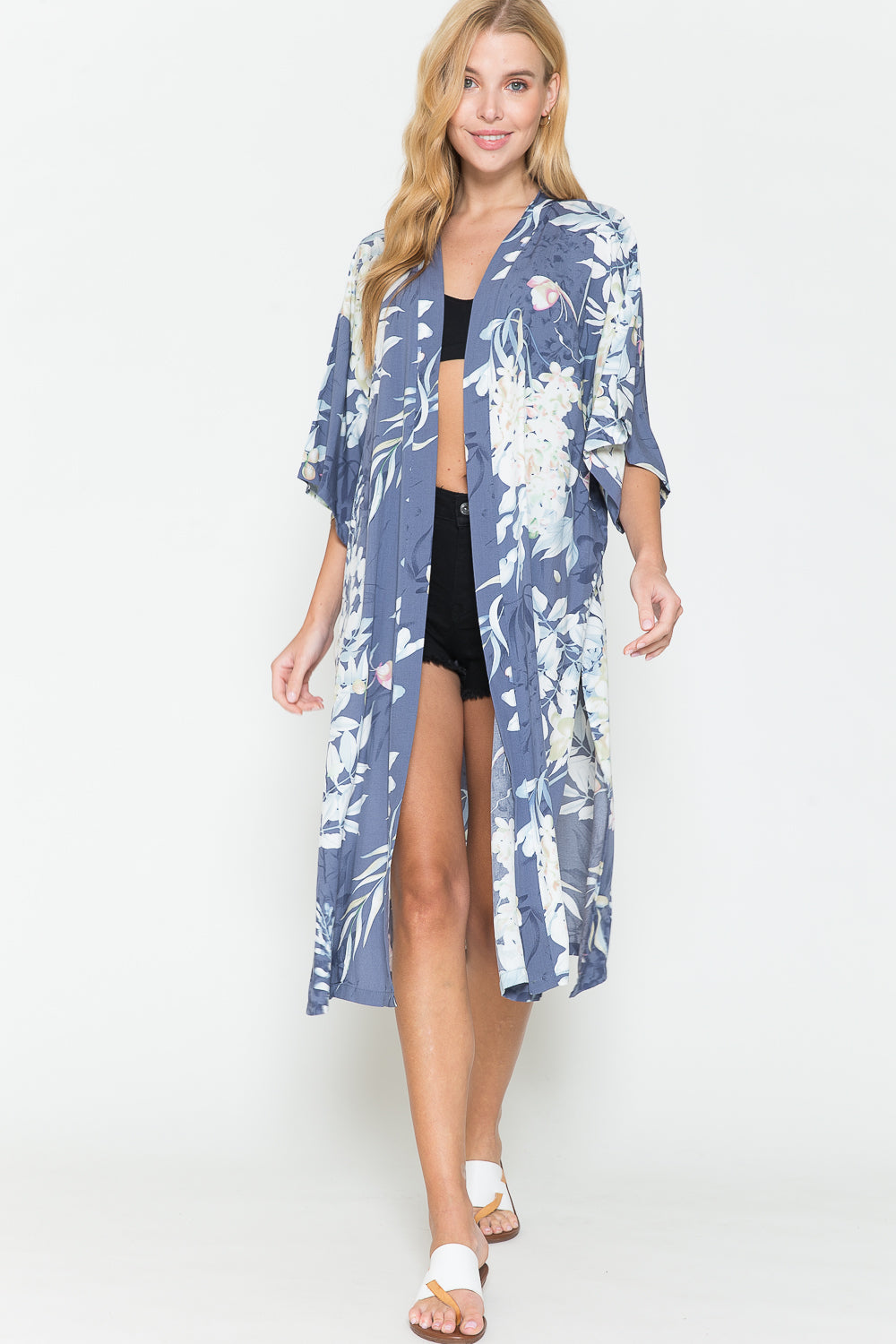 Stylish Botanical Print Split Cover Up