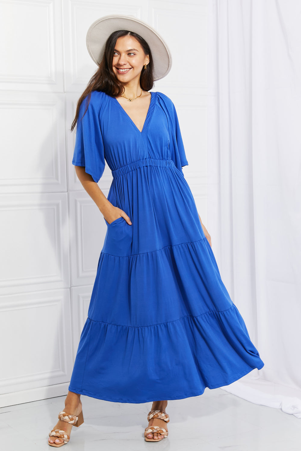Electric Blue Backless Maxi Dress