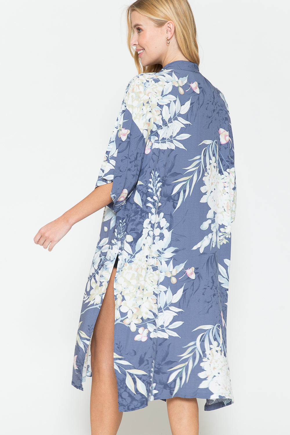 Stylish Botanical Print Split Cover Up