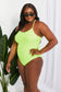 Lemon-Lime Delight: One-Piece Backless Swimsuit