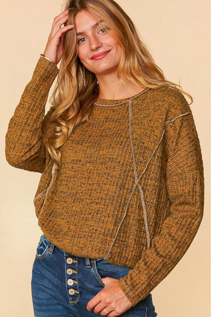 Butterscotch Long Sleeve Ribbed Top