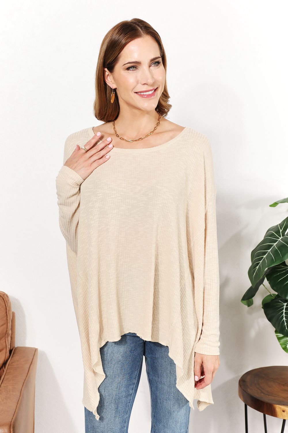 Luxurious Ribbed Top with Modern Flair