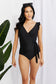 Effortlessly Elegant: Our Black Ruffle Faux Wrap One-Piece Swimsuit