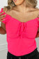 Vibrant Hot Pink Sweetheart Neck Top with Tie-Front Detail