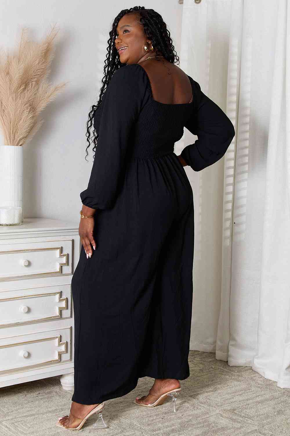 Chic Comfort Square Neck Jumpsuit with Pockets