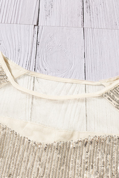 Mesh Panel Tassel Sequins Bodycon Dress - WESTHUNDRED
