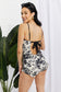 Floral Vintage-Inspired One-Piece with Bows, Frill Trim, and Sweetheart Neckline