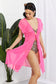 Sheer Pink Mesh Tie-Front Cover-Up