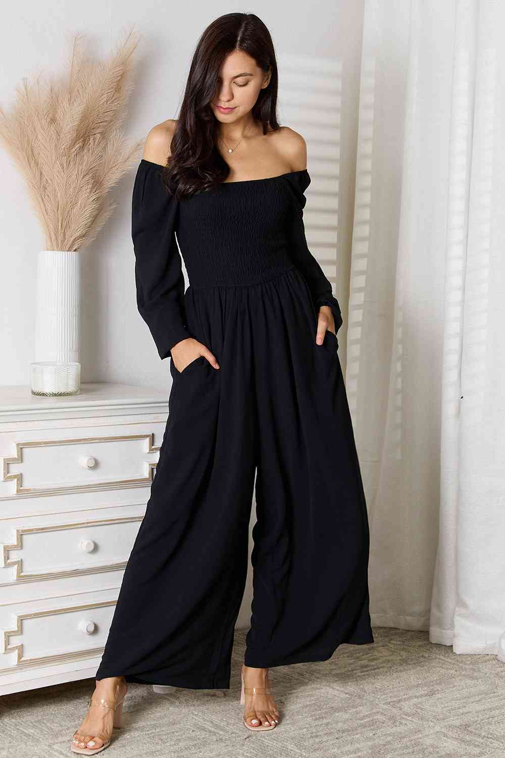 Chic Comfort Square Neck Jumpsuit with Pockets