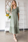 Casual V-neck Pocket Midi Sage Dress