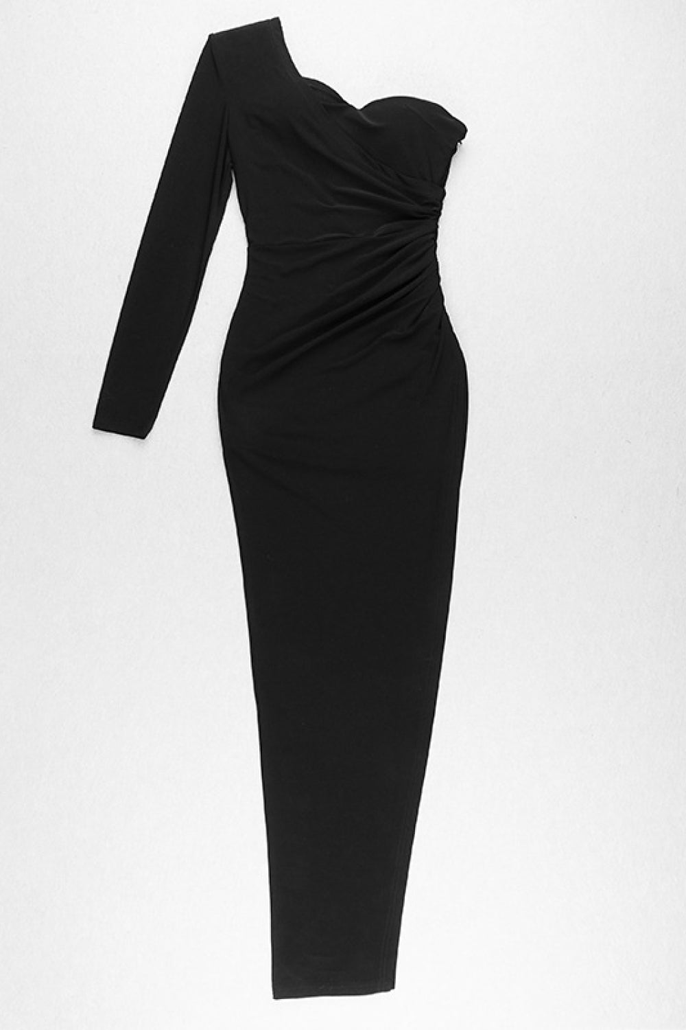 One Shoulder Asymmetrical Trim Bodycon Dress - WESTHUNDRED