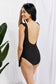 Effortlessly Elegant: Our Black Ruffle Faux Wrap One-Piece Swimsuit