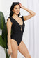 Flirty Backless Ruffle Sleeve One-Piece with Plunging Neckline and Bust Tie