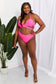 Pink Double Strap Halter Twisted Bikini