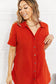 Bold and Vibrant Red-Orange Cotton Buttoned Shirt