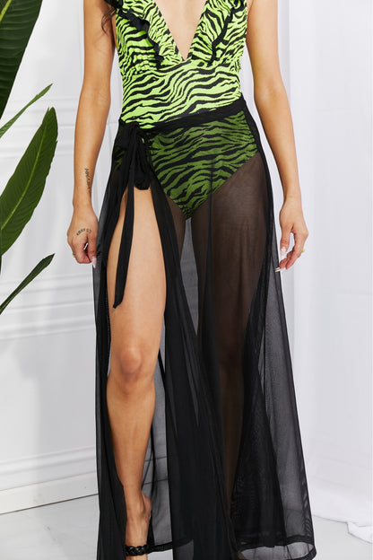 Boho Tie-On Mesh Wrap Maxi Cover-Up Skirt