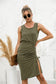 Sleeveless Shirring Drawstring Slit Dress - WESTHUNDRED