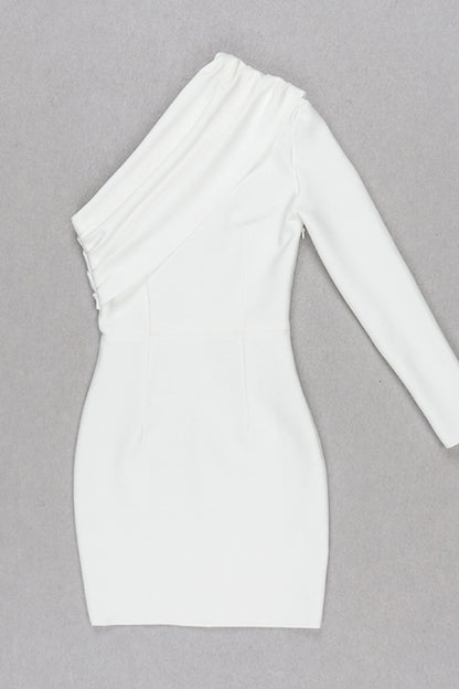 Asymmetrical Neck One-Shoulder Bodycon Dress - WESTHUNDRED