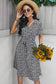 Ditsy Floral Tie-Waist Half Button Dress - WESTHUNDRED