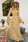 Paisley Print Bell Sleeve V-Neck Maxi Dress - WESTHUNDRED