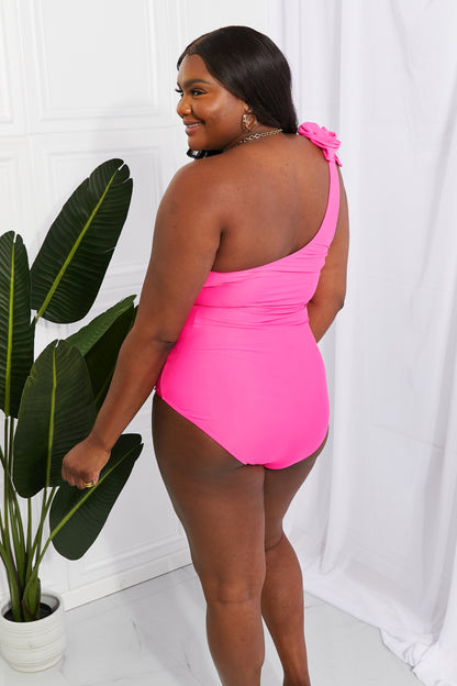 Flattering Pink One-Shoulder Swimsuit