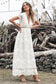 Lace Hollow-out V Neck Chiffon Dress - WESTHUNDRED